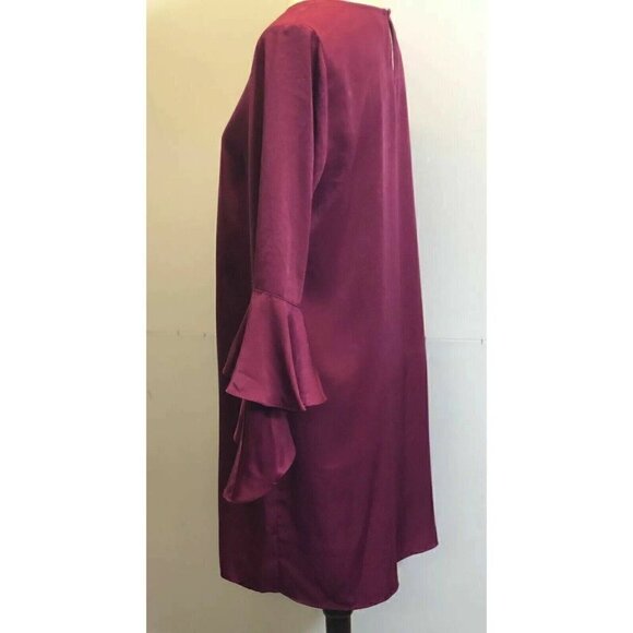 Bar III Womens Purple Ruffled Shift 3/4 Sleeves Party Dress Size L - Picture 5 of 12